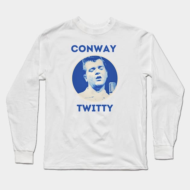 conway twitty || light blue Long Sleeve T-Shirt by claudia awes